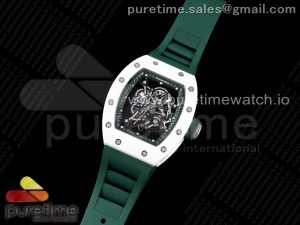 RM055 White Ceramic KVF Best Edition Skeleton Dial Green on Green Rubber Strap MIYOTA8215 V3