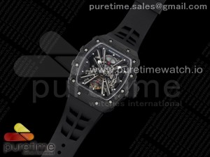 RM12 Real Tourbillon KVF Best Edition Skeleton Dial on Black Rubber Strap