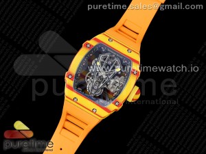 RM027-03 Real Tourbillon RMF Best Edition Orange/Red Carbon Skeleton Dial on Orange Rubber Strap