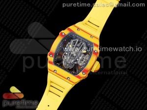 RM027-03 Real Tourbillon RMF Best Edition Orange/Red Carbon Skeleton Dial on Yellow Rubber Strap