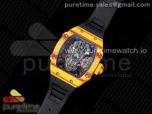 RM027-03 Real Tourbillon RMF Best Edition Orange/Red Carbon Skeleton Dial on Black Rubber Strap