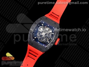 RM055 NTPT BBR Best Edition Skeleton Black Dial on Red Rubber Strap Clone RMUL2 V2