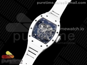 RM055 White Ceramic BBR Best Edition Skeleton Dial on White Rubber Strap Clone RMUL2 V2