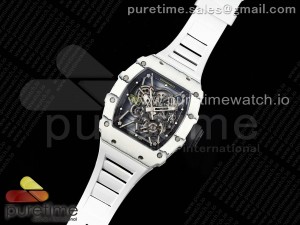 RM035-01 White Carbon SONIC Best Edition Skeleton Dial on White Rubber Strap Clone RMUL2