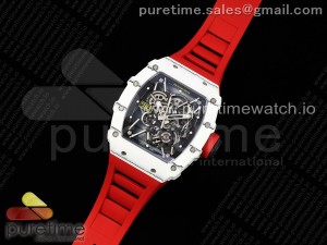 RM035-01 White Carbon SONIC Best Edition Skeleton Dial on Red Rubber Strap Clone RMUL2