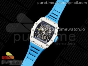 RM035-01 White Carbon SONIC Best Edition Skeleton Dial on Blue Rubber Strap Clone RMUL2