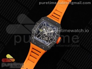 RM035-01 Black Carbon SONIC Best Edition Skeleton Dial on Orange Rubber Strap Clone RMUL2