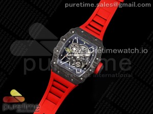 RM035-01 Black Carbon SONIC Best Edition Skeleton Dial on Red Rubber Strap Clone RMUL2