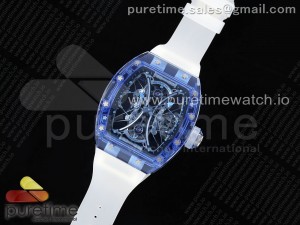 RM53-02 Blue Transparent Tourbillon RMF Best Edition Skeleton Dial on Transparent Rubber Strap