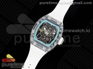 RM035 Transparent SONIC Best Edition Skeleton Blue Dial on White Nylon Strap Clone RMUL2