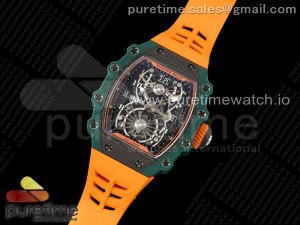 RM21-02 Tourbillon NTPT RMF Best Edition Skeleton Dial on Orange Rubber Strap