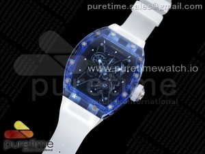 RM035 Blue Transparent RMF Best Edition Skeleton Dial on Translucent Rubber Strap Clone RMUL2