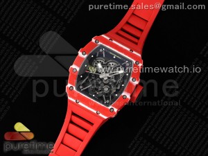 RM035-02 Red Carbon SONIC Best Edition Skeleton Dial on Red Rubber Strap Clone RMUL2