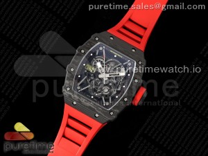 RM035-02 Black Carbon SONIC Best Edition Skeleton Dial on Red Rubber Strap Clone RMUL2