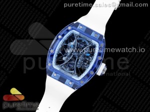 RM53-02 Blue Transparent Tourbillon RMF Best Edition Skeleton Dial on Transparent Rubber Strap V2