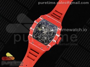 RM035-02 Red Carbon SONIC Best Edition Skeleton Dial on Red Rubber Strap Clone RMUL2 V2