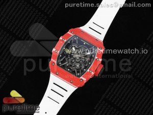 RM035-02 Red Carbon SONIC Best Edition Skeleton Dial on White Rubber Strap Clone RMUL2 V2