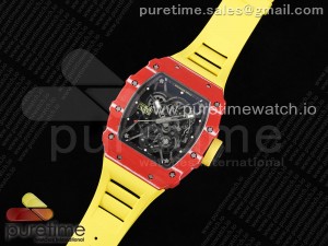 RM035-02 Red Carbon SONIC Best Edition Skeleton Dial on Yellow Rubber Strap Clone RMUL2 V2