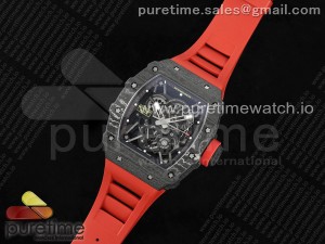 RM035-02 Carbon SONIC Best Edition Skeleton Dial on Red Rubber Strap Clone RMUL2 V2