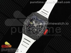 RM035-02 Carbon SONIC Best Edition Skeleton Dial on White Rubber Strap Clone RMUL2 V2