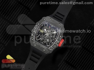 RM035-02 Carbon SONIC Best Edition Skeleton Dial on Black Rubber Strap Clone RMUL2 V2