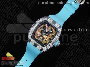 RM51 Transparent Tourbillon RMF Best Edition Tiger/Dragon Dial on Blue Rubber Strap