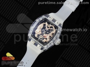 RM51 Transparent Tourbillon RMF Best Edition RG Tiger/Dragon Dial on Transparent Rubber Strap