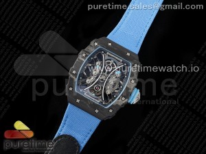 RM53-02 Tourbillon Carbon YSF Best Edition Skeleton Dial on Blue Nylon Strap