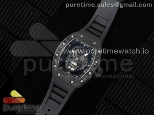 RM52 Black Skull Tourbillon Black Carbon YSF Best Edition on Black Rubber Strap