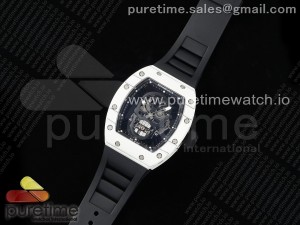 RM52 Black Skull Tourbillon White Carbon YSF Best Edition on Black Rubber Strap