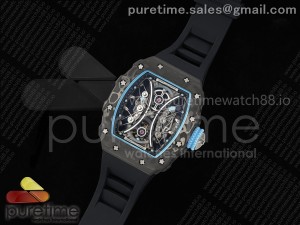 RM53-01 Tourbillon Carbon JBF Best Edition Skeleton Dial on Black Rubber Strap