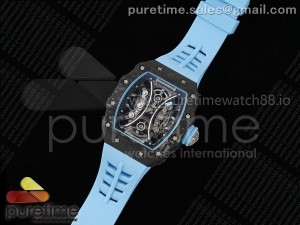 RM53-01 Tourbillon Carbon JBF Best Edition Skeleton Dial on Blue Rubber Strap