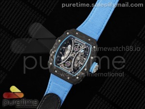 RM53-01 Tourbillon Carbon JBF Best Edition Skeleton Dial on Blue Nylon Strap