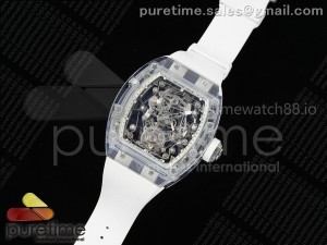 RM56-02 Transparent Tourbillon RMF Best Edition Skeleton White Dial on White Rubber Strap