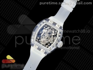 RM56-02 Transparent Tourbillon RMF Best Edition Skeleton White Dial on Transparent Rubber Strap