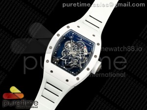 RM055 White Ceramic ZF 1:1 Best Edition on White Rubber Strap RMUL2 Super Clone