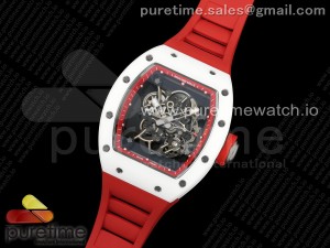 RM055 White Ceramic T+F 1:1 Best Edition Red Skeleton Dial on Red Rubber Strap RMUL2 Super Clone