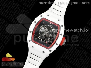 RM055 White Ceramic T+F 1:1 Best Edition Red Skeleton Dial on White Rubber Strap RMUL2 Super Clone