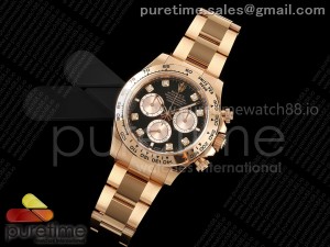 Daytona 126505 Clean 1:1 Best Edition Black/RG Diamonds Dial on RG Bracelet SH4131