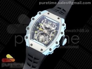 RM21 Tourbillon Blue Quartz Fiber Black Carbon RMF Best Edition on Black Rubber Strap