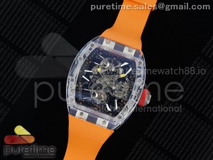 RM027-02 Transparent Tourbillon RMF Best Edition Skeleton Dial on Orange Rubber Strap