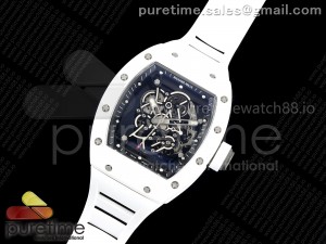 RM055 White Ceramic RMF 1:1 Best Edition Black Inner Bezel on White Rubber Strap RMUL2 Super Clone