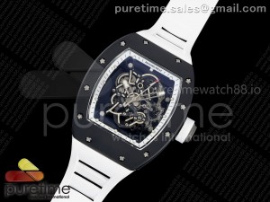 RM055 Black Ceramic RMF 1:1 Best Edition White Inner Bezel on White Rubber Strap RMUL2 Super Clone