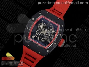 RM055 Black Ceramic RMF 1:1 Best Edition Red Inner Bezel on Red Rubber Strap RMUL2 Super Clone