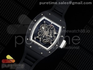 RM055 Black Ceramic RMF 1:1 Best Edition White Inner Bezel on Black Rubber Strap RMUL2 Super Clone