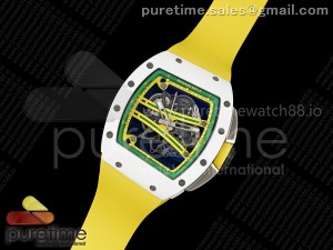 RM061 White Ceramic ZF 1:1 Best Edition on Yellow Rubber Strap RMUL2 Super Clone
