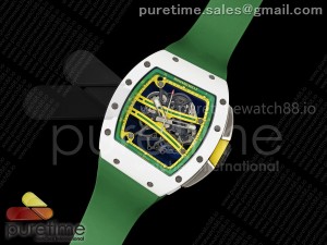 RM061 White Ceramic ZF 1:1 Best Edition on Green Rubber Strap RMUL2 Super Clone