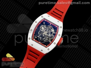 RM055 White Ceramic MLF 1:1 Best Edition Red Bezel Red Crown on Rubber Strap RMUL2 Super Clone