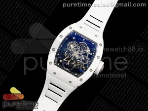 RM055 White Ceramic MLF 1:1 Best Edition White Bezel White Crown on Rubber Strap RMUL2 Super Clone