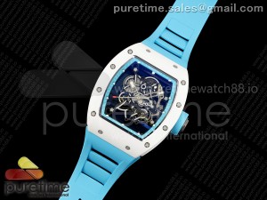RM055 White Ceramic MLF 1:1 Best Edition Blue Bezel Blue Crown on Rubber Strap RMUL2 Super Clone